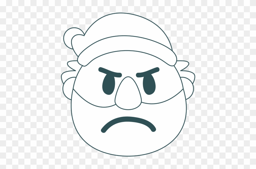 Frown Santa Claus Green Stroke Emoticon 25 Transparent - Stroke #1129111