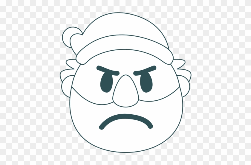 Frown Santa Claus Green Stroke Emoticon 25 Transparent - Stroke #1129111