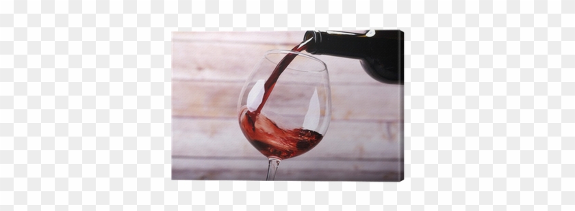 Pouring Wine Into Glass And Background Canvas Print - Red Wine #1129134