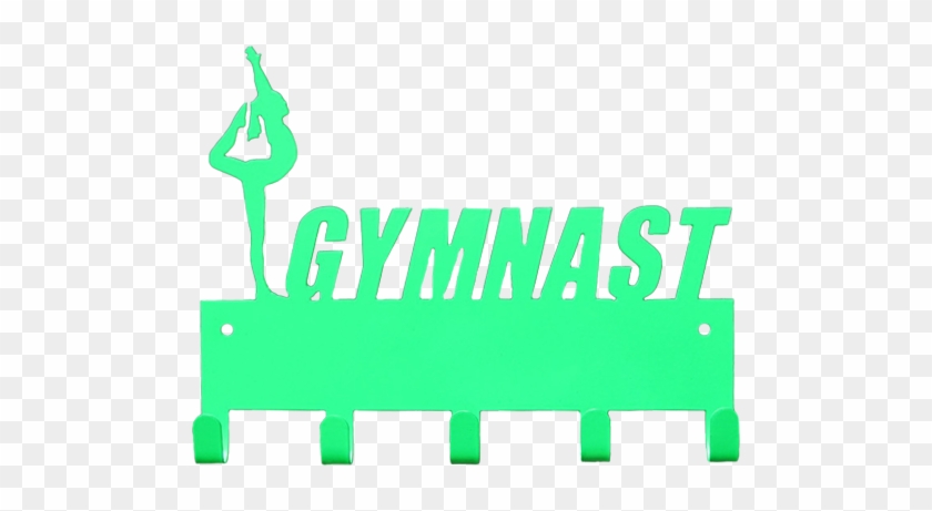 Female Gymnast Hot Green 5 Hook Medal Display Hanger - Medal #1129440