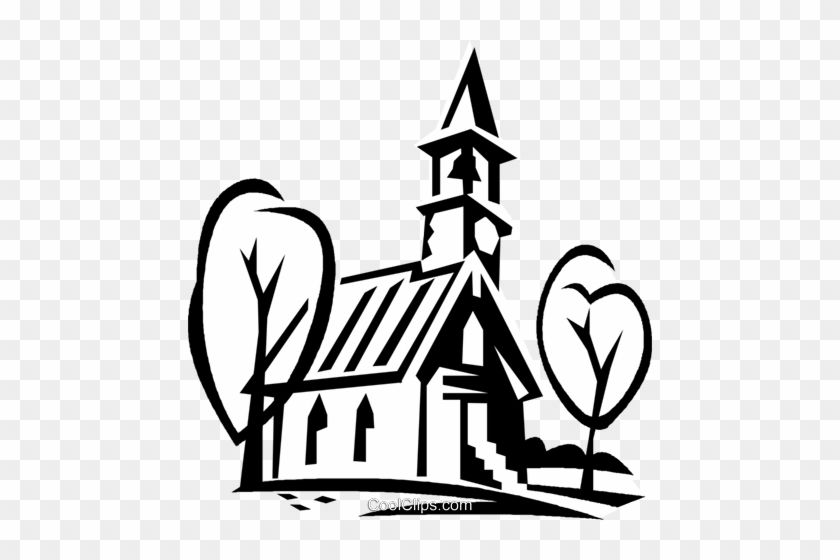 Small Church Royalty Free Vector Clip Art Illustration - Kirche Clipart Schwarz Weiß #1129518