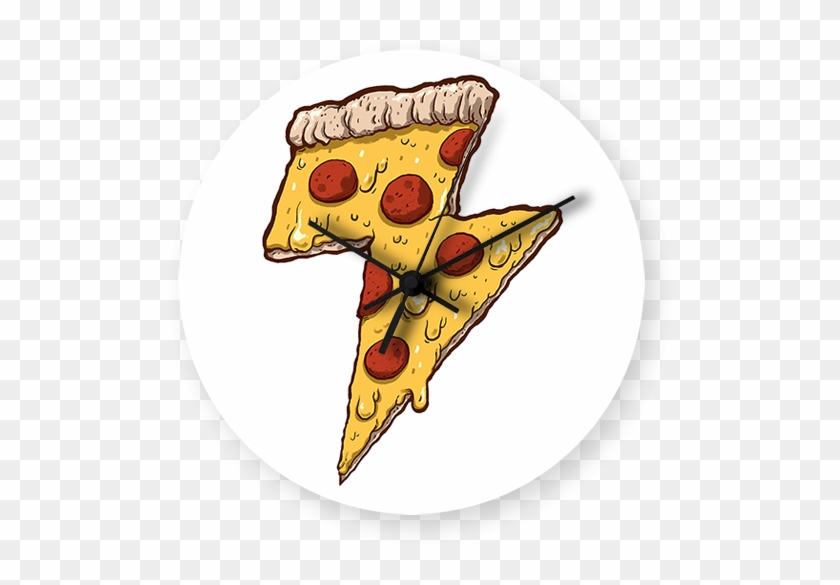 Thunder Pizza Art Printed Wall Clock - Flash Cheesy Pizza Coffee Mug, Coffee Travel Mug, Coffee #1131093