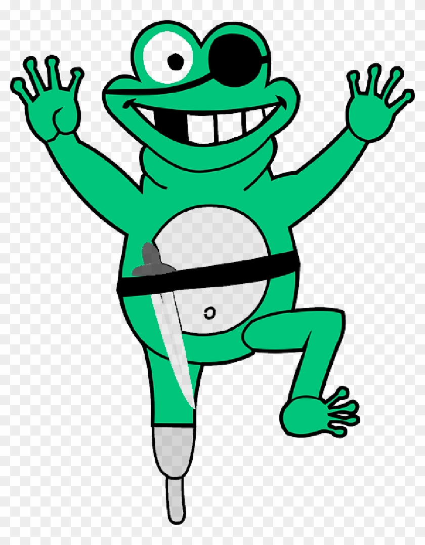 Frog, Pirate, Funny, Green, Animal, Happy - Custom Pirate Frog Sticker #1131335