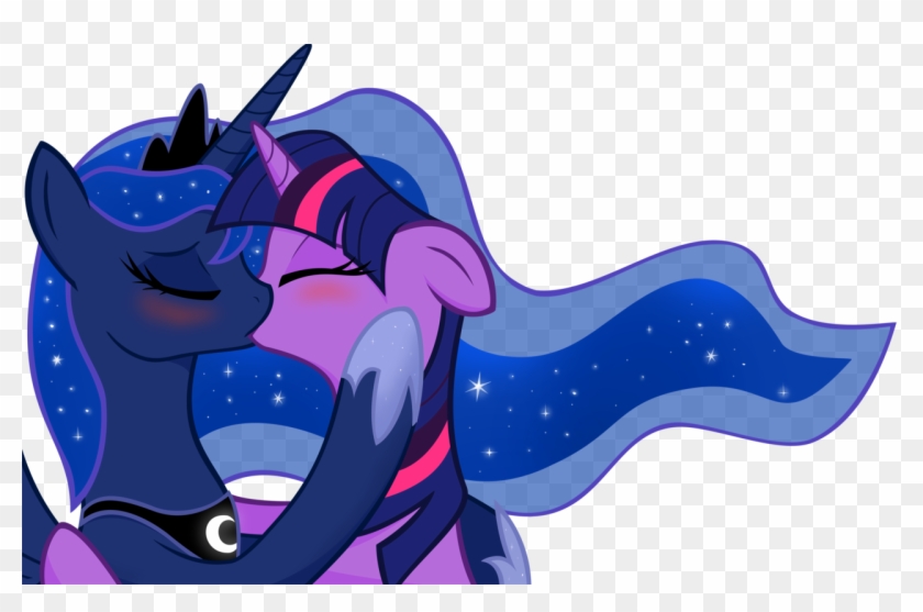 Illuminatiums, Blushing, Female, Kissing, Lesbian, - Mlp Luna X Twilight Kiss #1131386