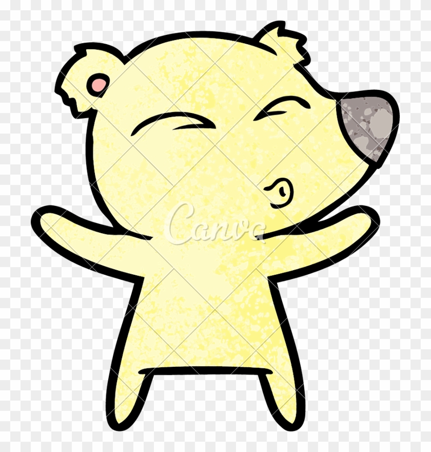 Cartoon Whistling Bear With Open Arms - Caricature #1131510