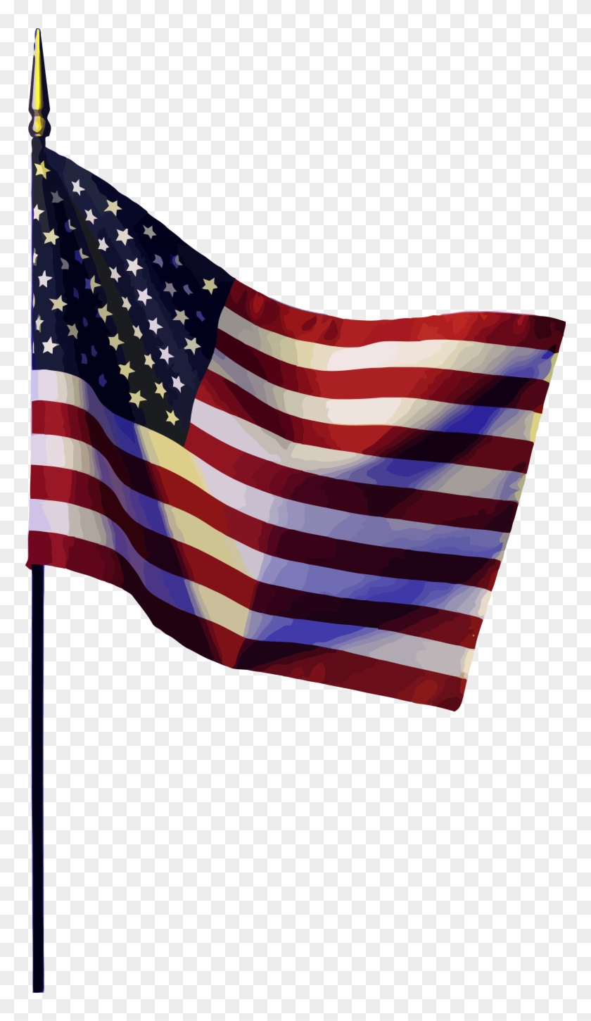 Digitalclipart Royalty Free Vector Clipart - Waving American Flag Hanging On A Pole #1131605