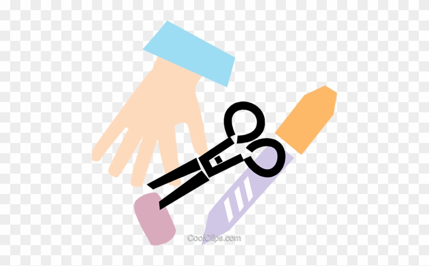 Hand With Scissors And Stitches Royalty Free Vector - Hand With Scissors And Stitches Royalty Free Vector #1131689