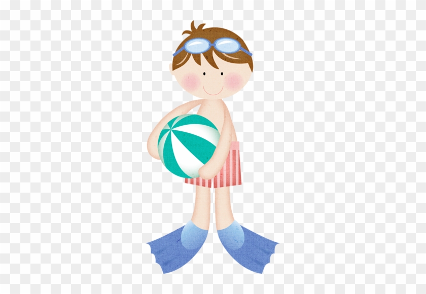 Red Haired Boy With Beach Ball - Clip Art #1132036