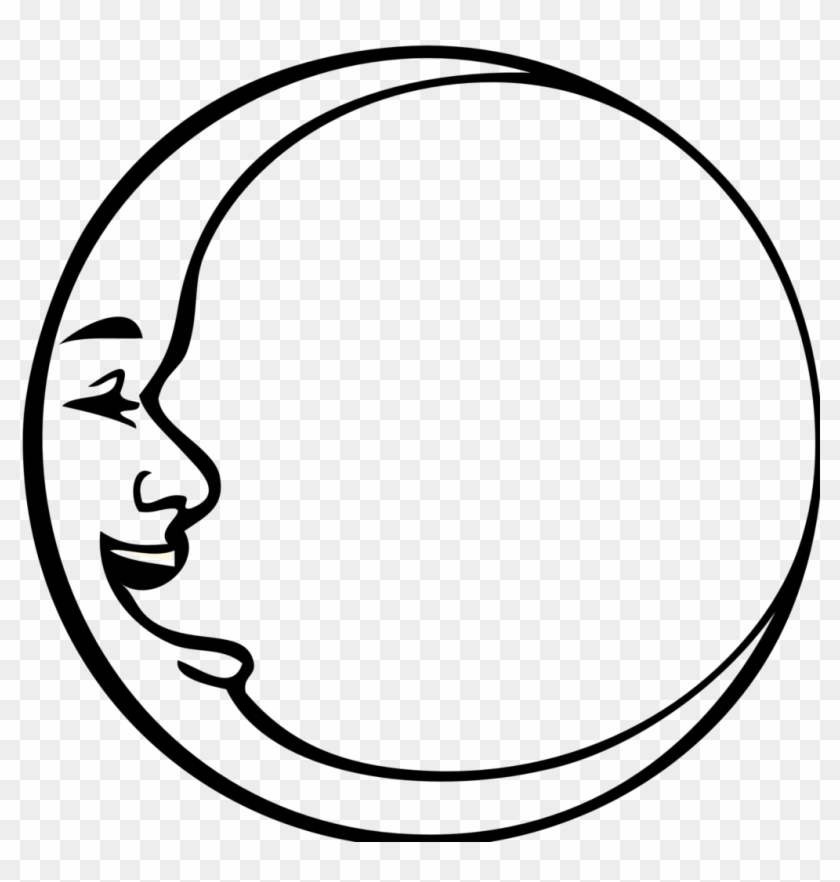 Smiley Face Clip Art Black And White Moon - Black And White Crescent Moon #1132039