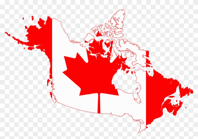 File Flag Map Of Canada And United States American - Canada Flag Map #1132140