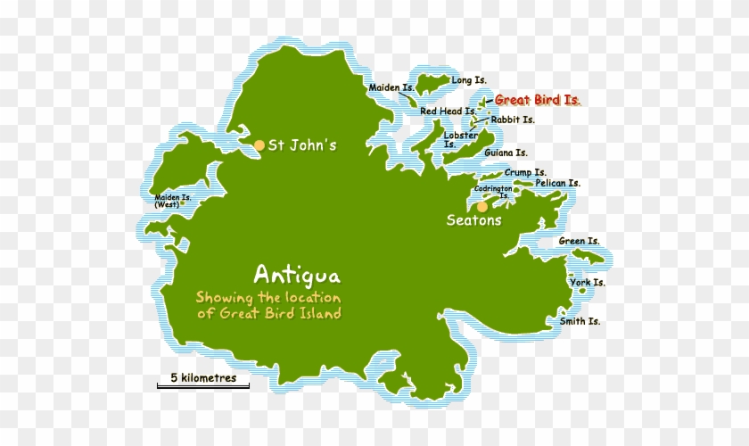 The Island Is About 20 Kilometres In Diameter And 180 - Great Bird Island Antigua Map #1132218