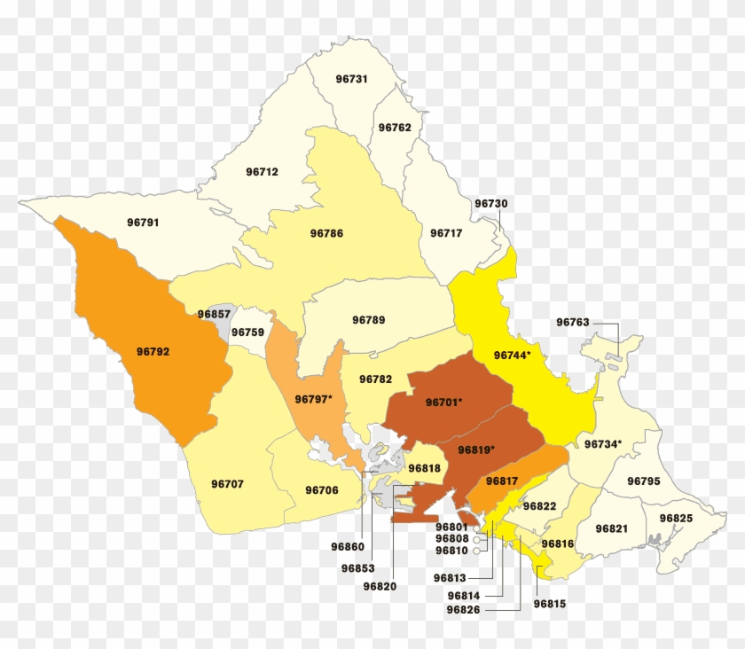 Hawai`i - Oahu Hawaii Zip Codes Map #1132318