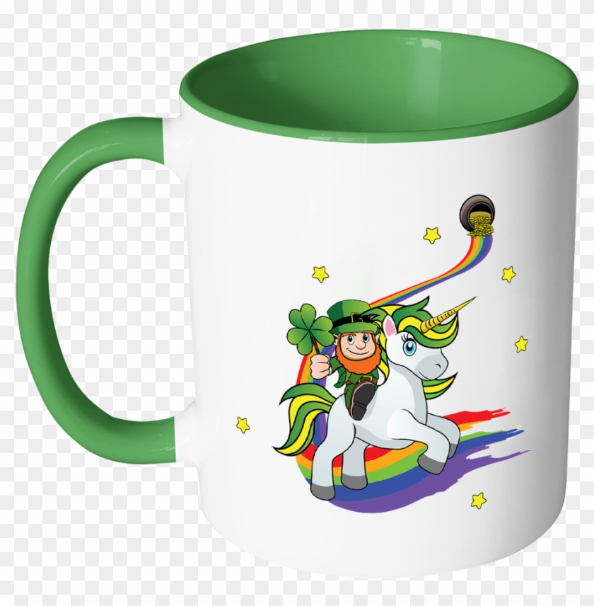 St Patricks Day Coffee Mug Leprechaun Riding On Irish - Like A Boss Pug Dog Black 11 Oz Accent Coffee Mug #1132429