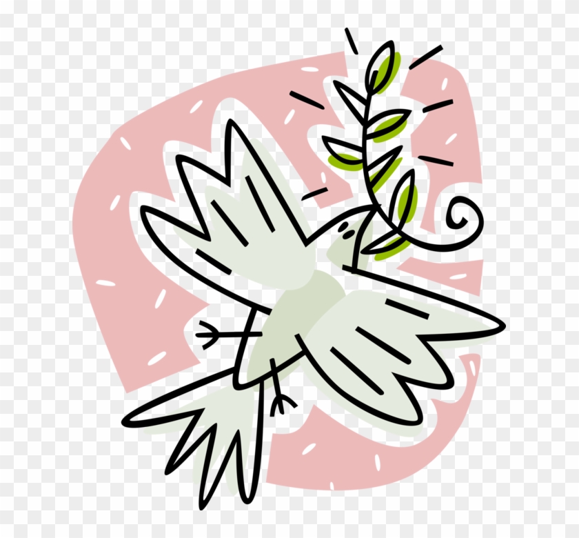Vector Illustration Of Dove Of Peace Bird Secular Symbol - Olive Branch #1132608