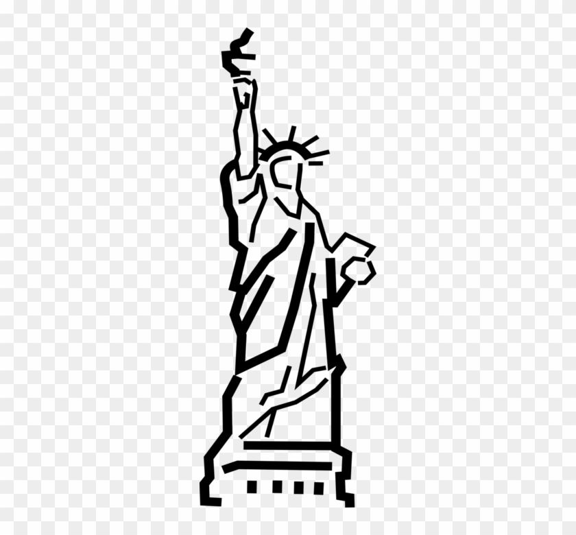 Vector Illustration Of Statue Of Liberty Colossal Neoclassical - Black And White Statue Of Liberty Clip Art #1133145