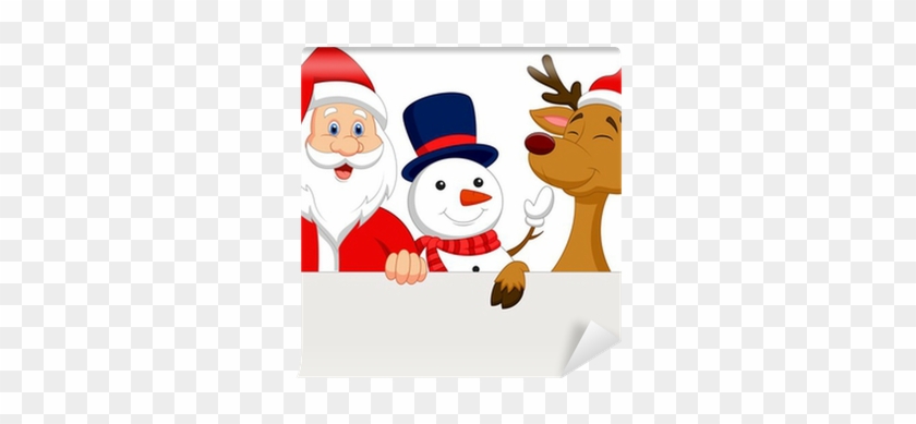 Fototapeta Święty Mikołaj, Renifery I Bałwan Z Pustym - Nariz De Santa Claus #1133223