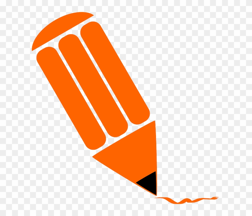 Sketch Pencil, Pen, Crayon, Orange, Stylized, Write, - Orange Pencil Png #1133394