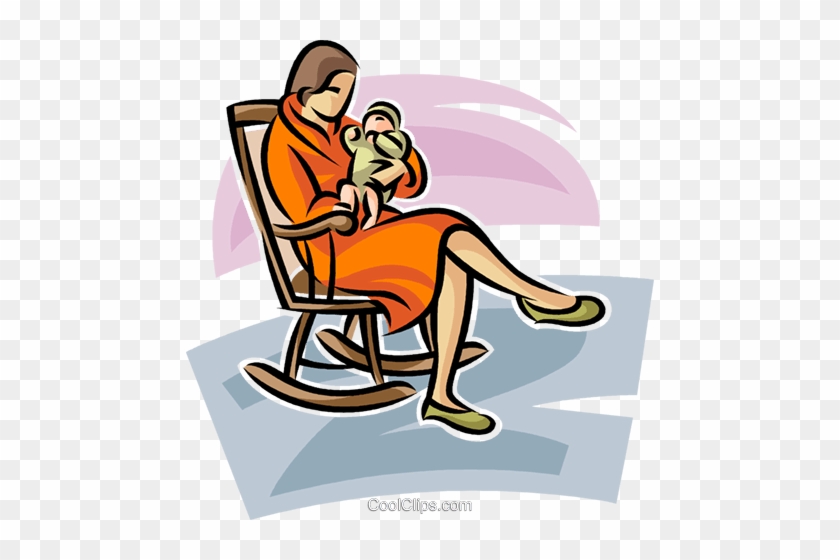 Mother And Baby Royalty Free Vector Clip Art Illustration - Mom Rocking A Baby #1133865