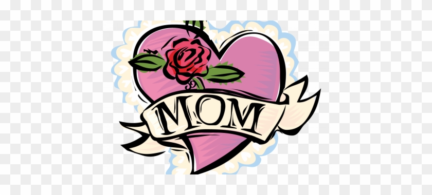 Pin Mother's Day Borders Clip Art - Mom Heart And Rose #1133867