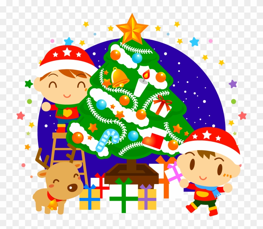 赤ちゃんとクリスマスツリーのイラスト02 - クリスマス ツリー かわいい イラスト #1134101