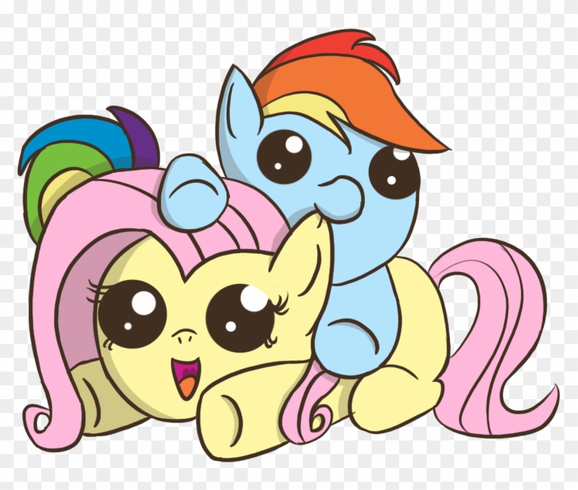 Dexiom, Blank Flank, Cute, Ear Bite, Filly, Fluttershy, - My Little Pony Baby Fluttershy And Rainbow Dash #1134447