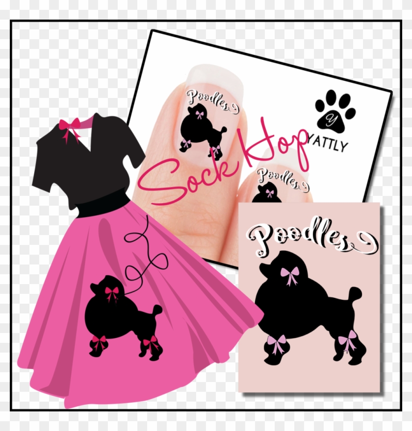 Poodle Sock Hop Paw Print Nail Art Decals - Poodle Skirt Beach Towel #1134524