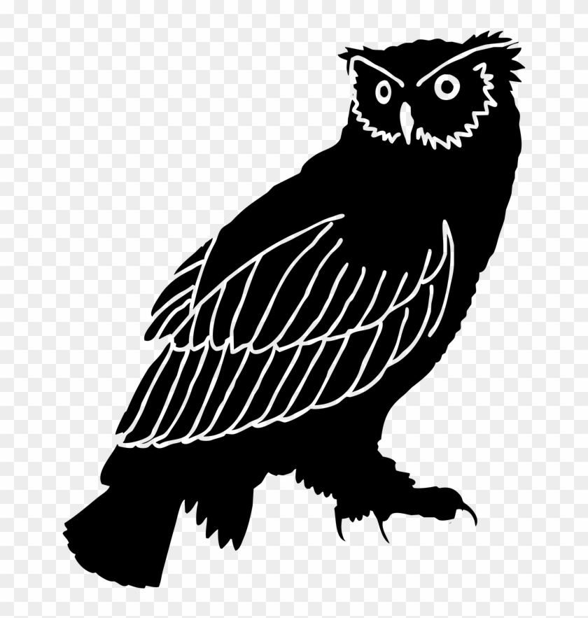 Owl Silhouette Bird Black And White Clip Art - Great Horned Owl Silhouette #1134797