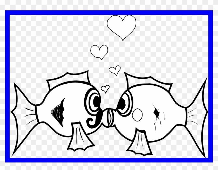 Incredible Kissing Fish Black And White Clipart Pict - Kiss Clipart Black White #1134834