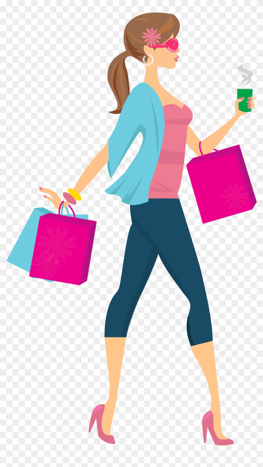 Shopping Girl Clip Art - Shopping Cartoon Png #1134924