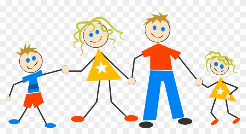 Family Of Four Clip Art Image Medium Size - Stick Figure Family Of 4 #1135285