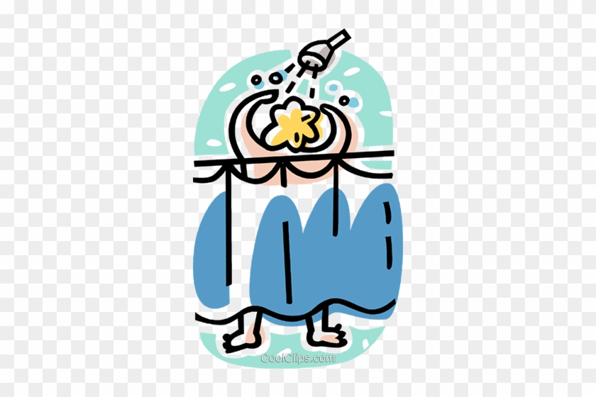Person Having A Shower Royalty Free Vector Clip Art - Person Taking A Shower #1135549