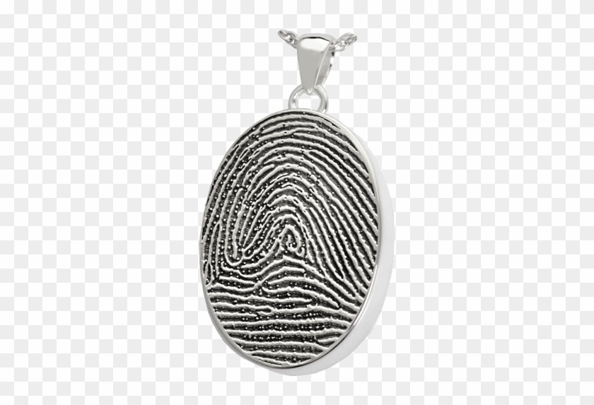 Silver Oval Full-coverage Fingerprint Jewelry With - Fingerprint Oval Sterling Silver Cremation Pendant #1136163