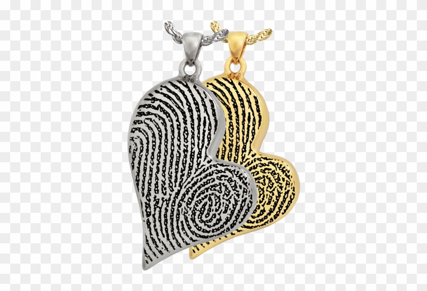 Teardrop Heart Double-print Fingerprint Jewelry Shown - Fingerprint Pendants In Gold #1136169