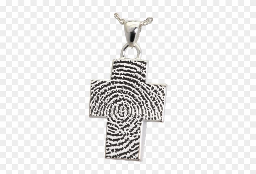 Silver Cross Fingerprint Jewelry With Compartment Silver - Fingerprint Classic Cross Stainless Cremation Pendant #1136175