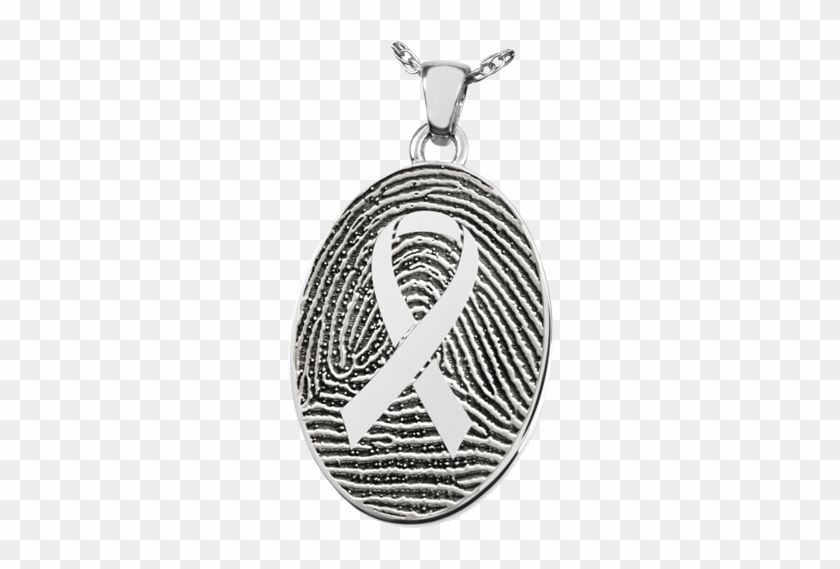 Silver Flat Oval Fingerprint Jewelry With Awareness - Fingerprint Oval Sterling Silver Cremation Pendant #1136177