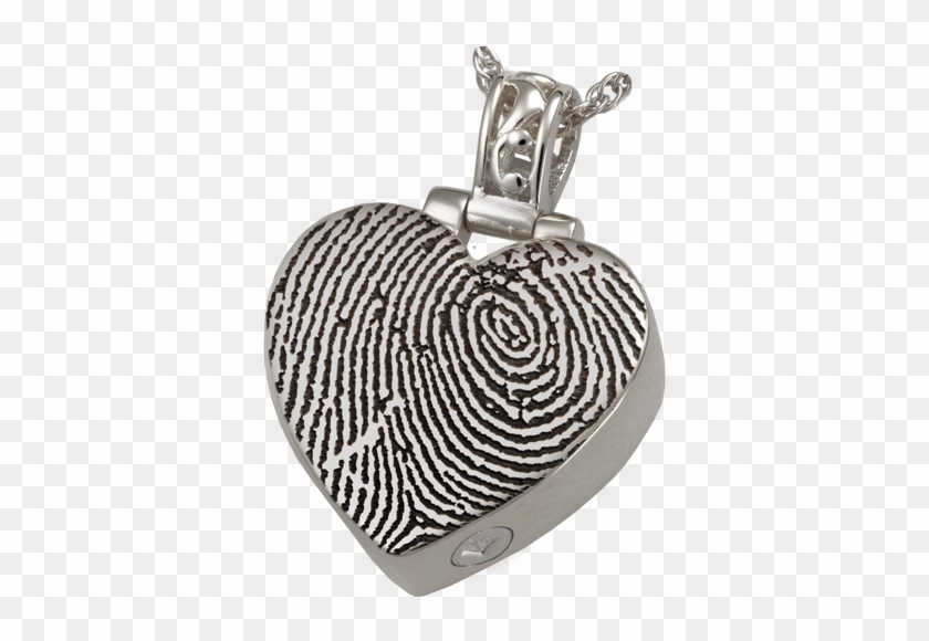 Full-coverage Fingerprint On Heart Filigree Bail Cremation - Memorial Jewelry Sterling Silver Heart Pendant Fingerprint #1136186