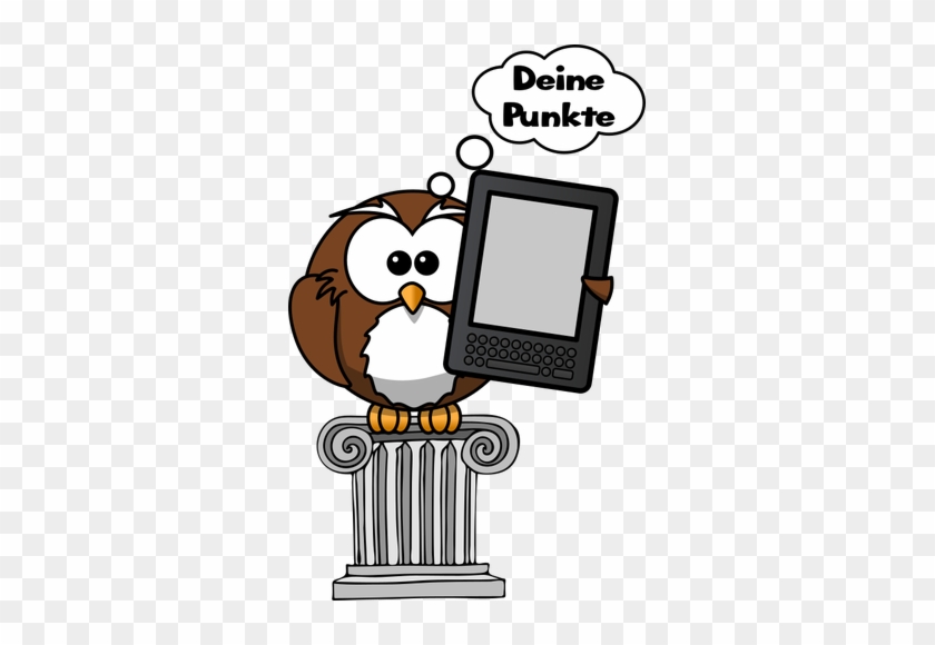 Vector Clip Art Of Owl Holding An E-reader - Owl With Tablet Clipart #1136901