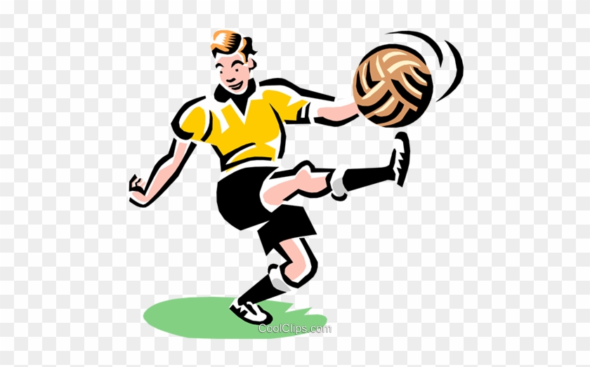 Soccer Player Kicking Ball Royalty Free Vector Clip - Soccer Ball Being Kicked #1136998