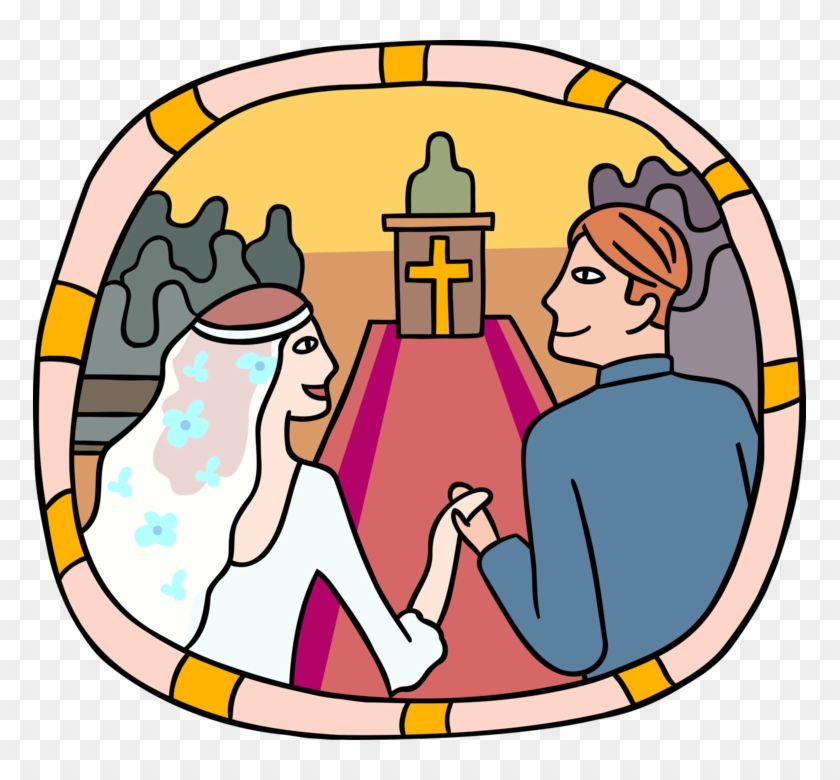 Vector Illustration Of Wedding Day Bride And Groom - Clip Art #1137106