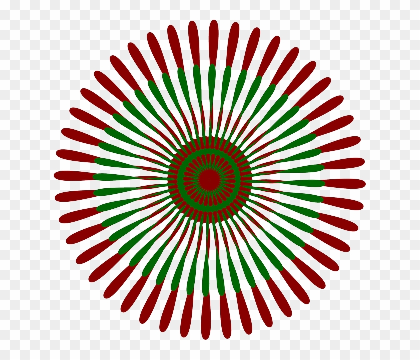Star, Figure, Flower, Round, Geometric - Red And Green Flower #1137107