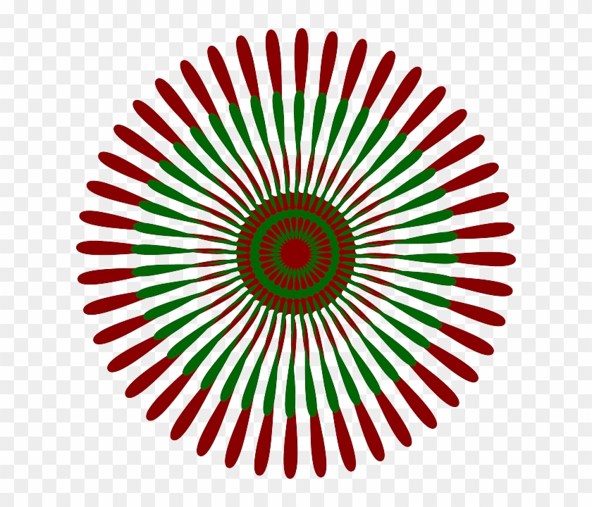 Star, Figure, Flower, Round, Geometric - Red And Green Flower #1137107