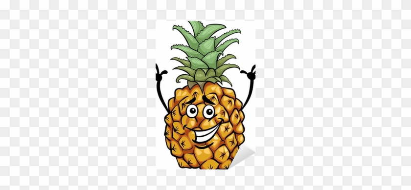 Funny Pineapple Fruit Cartoon Illustration Sticker - Cartoon Pineapple With Face #1137653