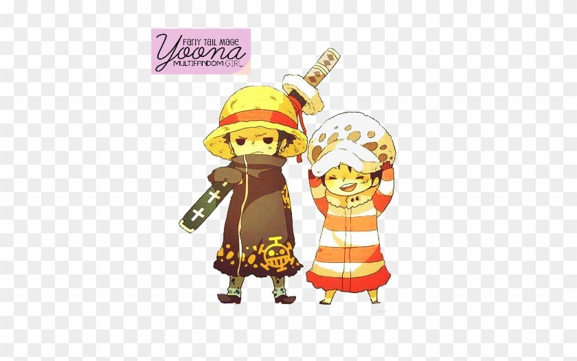 Law X Luffy Chibi Render By Yoonafandom - One Piece Luffy And Law #1137666