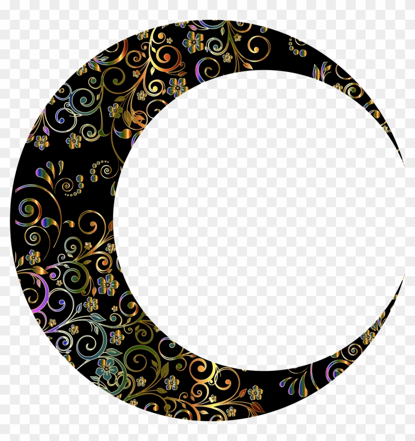 Floral Crescent Moon Mark Ii 10 - Gold Crescent Moon Png #1138476