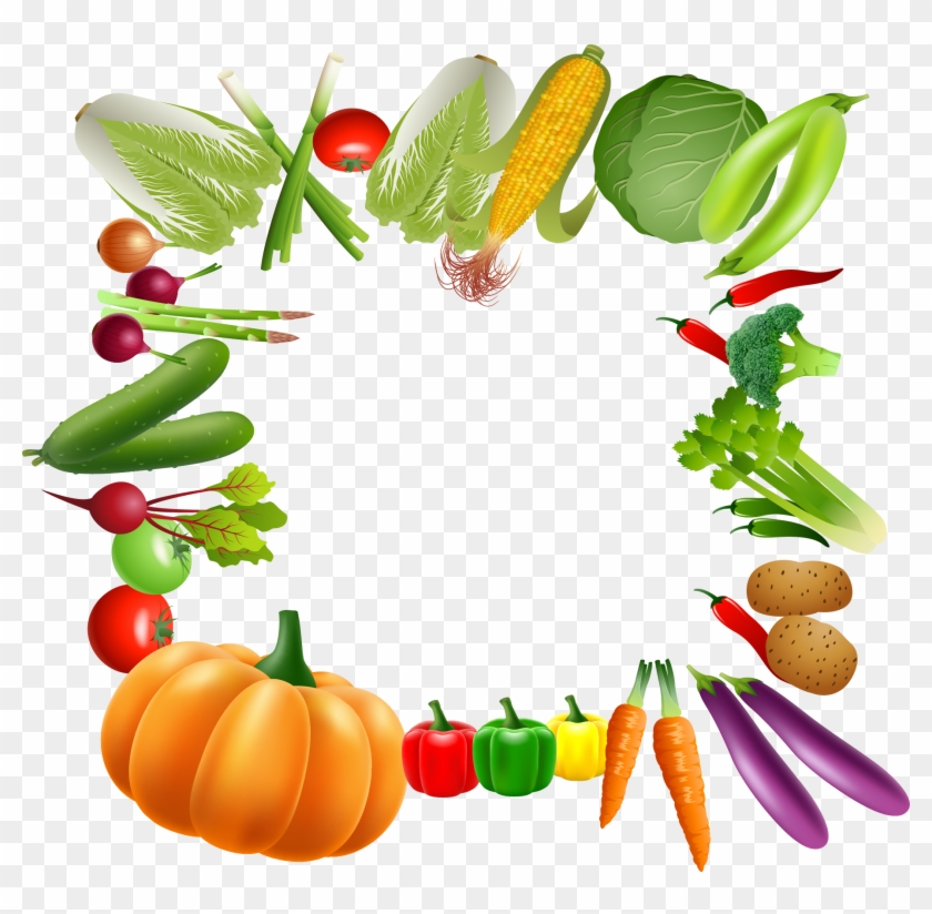 Vegetable Vegetarian Cuisine Fruit Clip Art - Fruit And Vegetables Border Clipart #1138993
