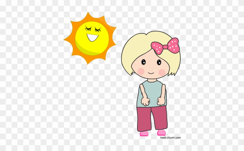 Cute Girl In The Sun Free Clip Art - Clip Art #1139119