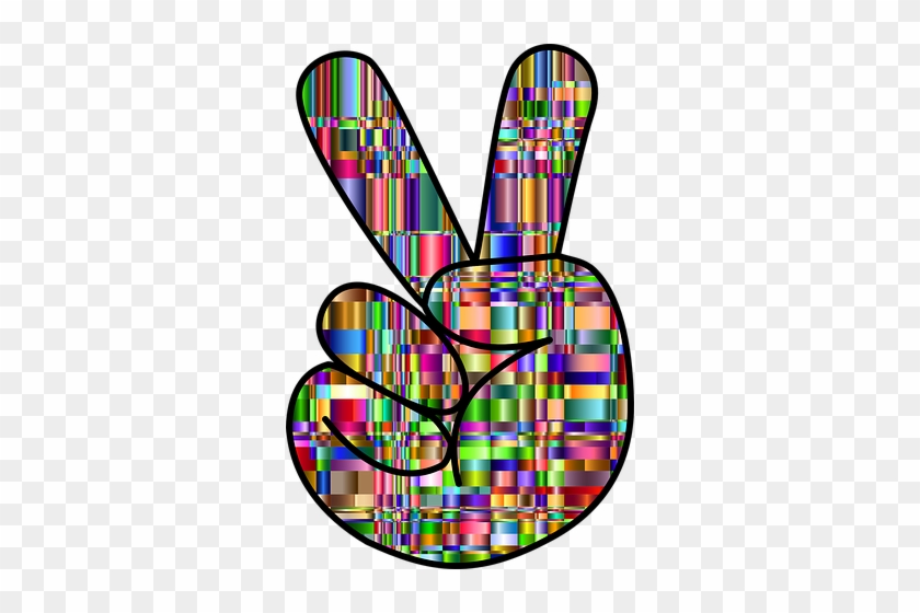 Colorful, Prismatic, Chromatic - Colorful Hand Peace Signs #1139135