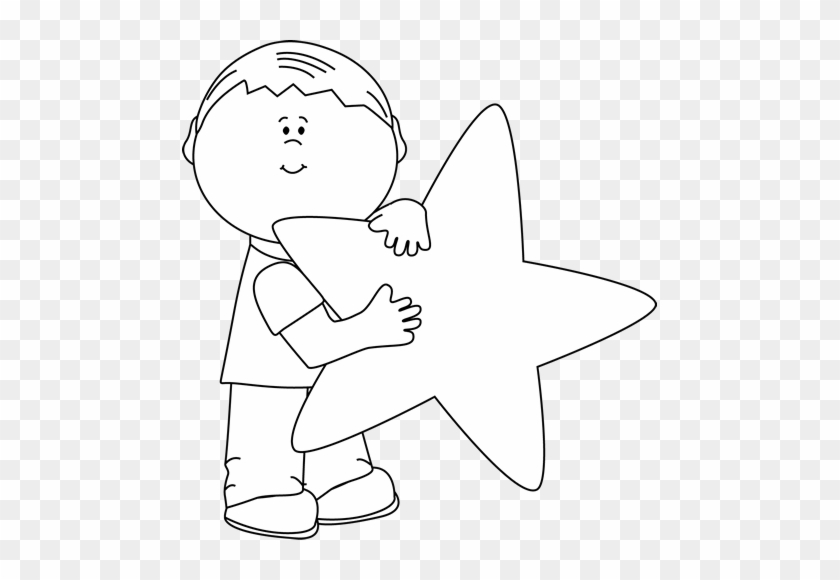 Black And White Boy With A Star - Boy With Star Clipart Black And White #1139687