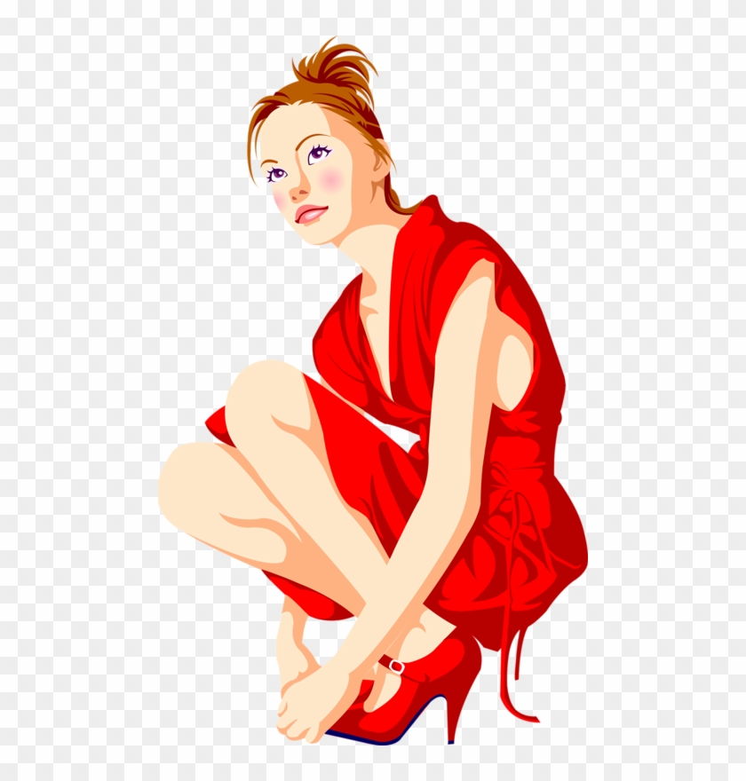 Cartoon - Crouching Woman - Cartoon #1139838