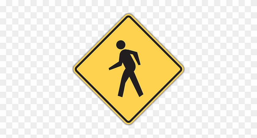 W11-2 Pedestrian Crossing - Winding Road Ahead Sign #1140286